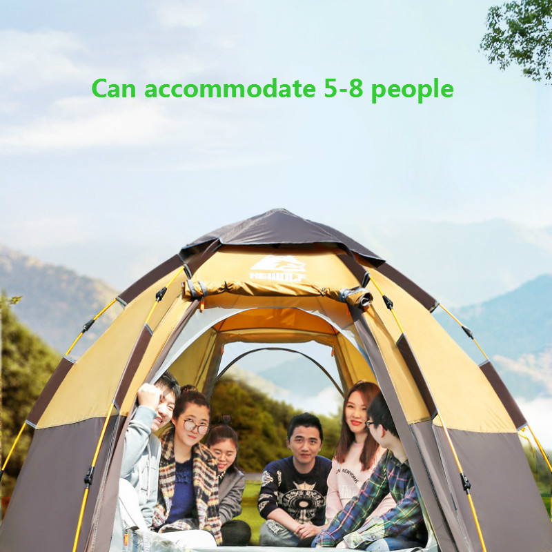 Cheap Goat Tents Hewolf Quick Automatic Open Tent 3 8 Person Double Layer Large Camping Family Outdoor Recreation Party Tents Awning Beach Tent Tents 
